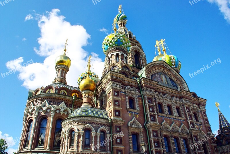 Russia St Petersburg Church Savior On Blood Bulbs