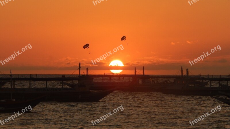 Sunset Sun Boat Ocean Sea