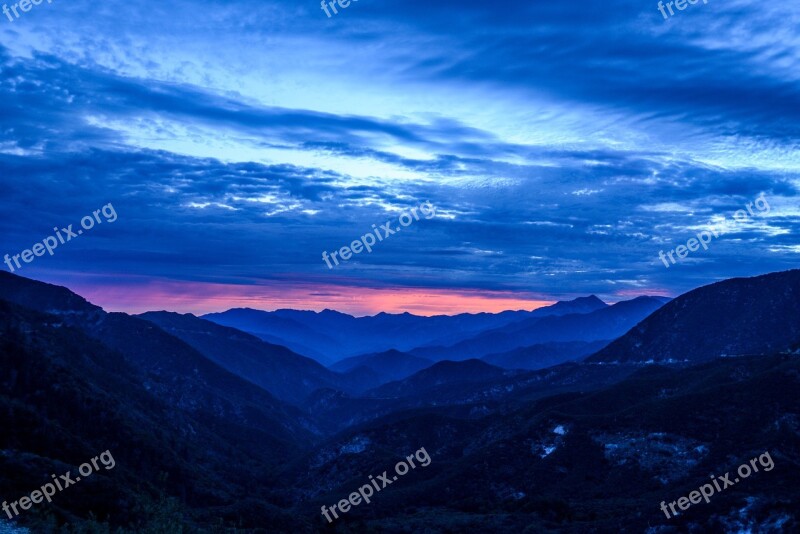 Sunset Landscape Mountains Sky Clouds