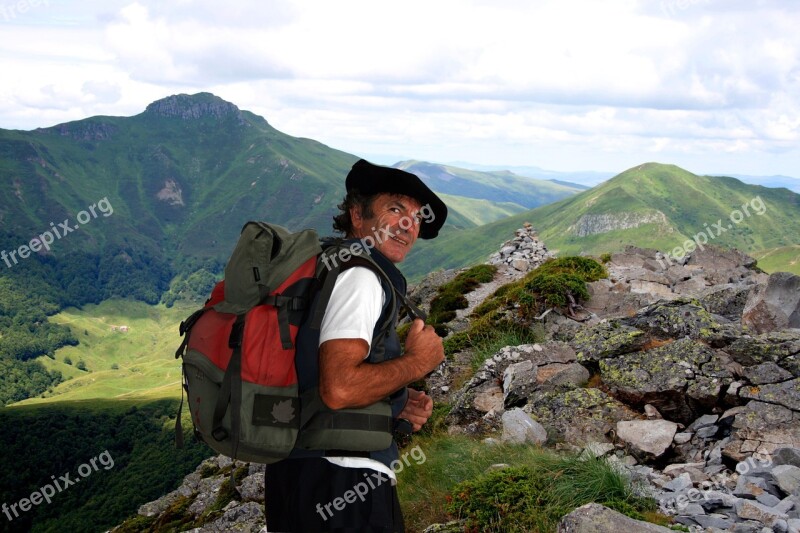 Man Mountains Of Cantal Puy Top Griou François Berthou Mountain Hiking