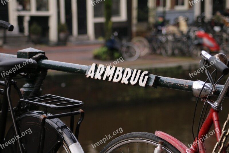 Bridge Amsterdam Canal Bicycle Street Scene