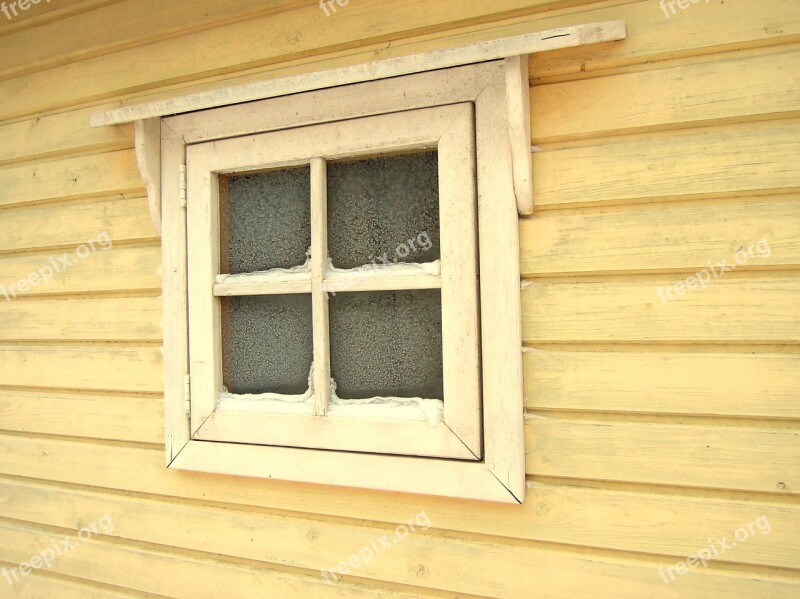 Window Yellow Playhouse Frost Snow