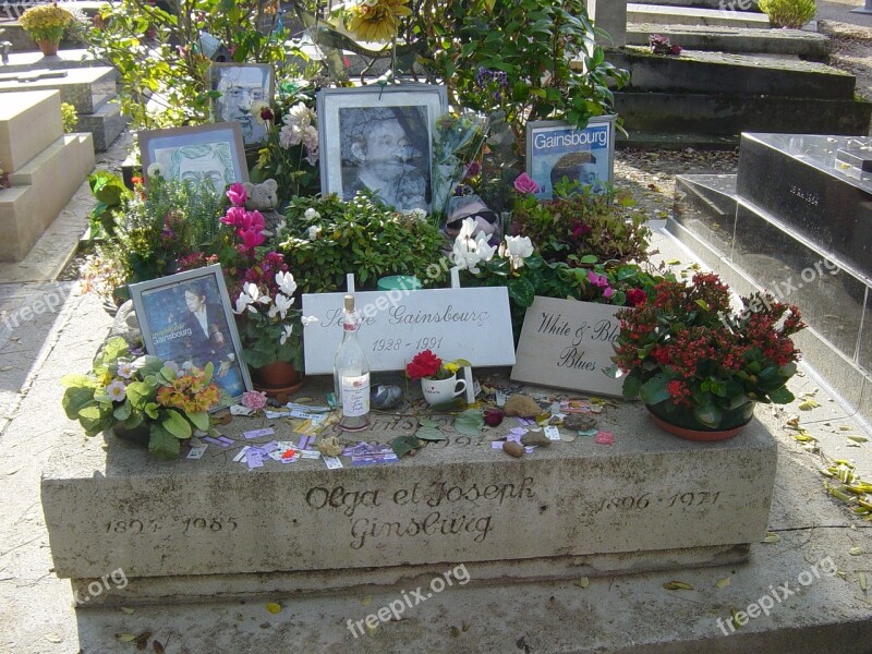 Tomb Of Serge Gainsbourg Montparnasse Cemetery Paris France Real Name Lucian Ginsburg