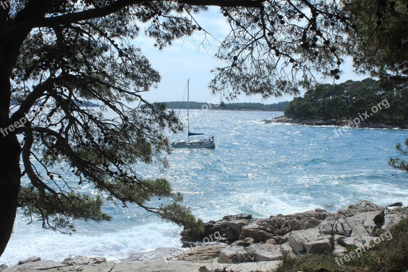 Sailing Boat Sea Croatia Beach Istria