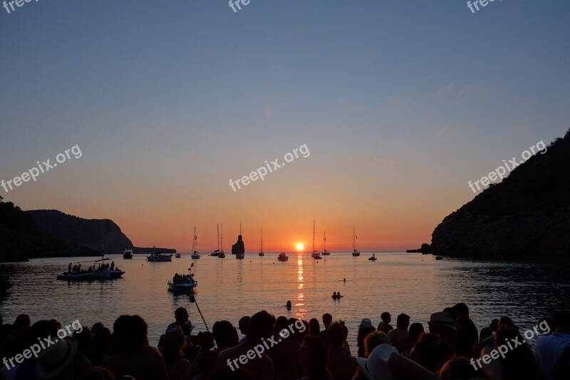 Cala Benirras Ibiza Sunset Sea Balearic