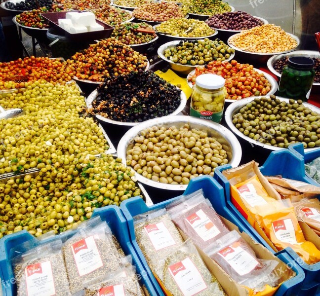 Olives Market Food Mediterranean Vegetable