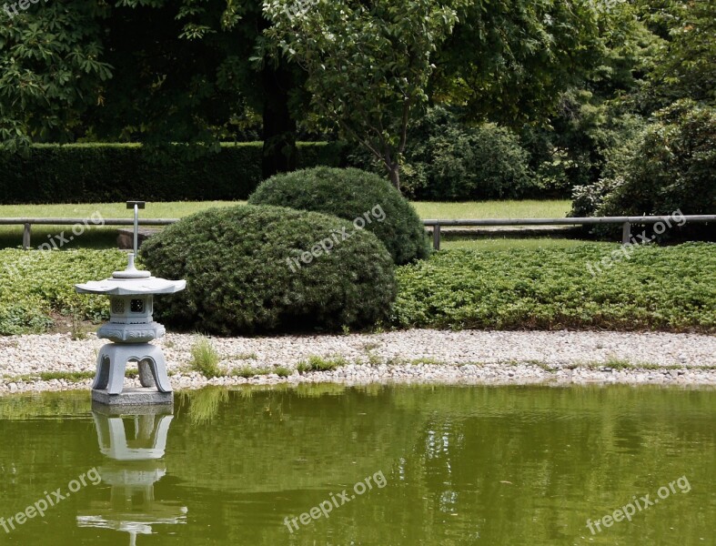 Japanese Garden Lake Water Background Image Park