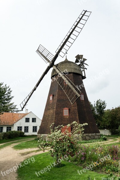 Windmill Bornholm Denmark Building Garden