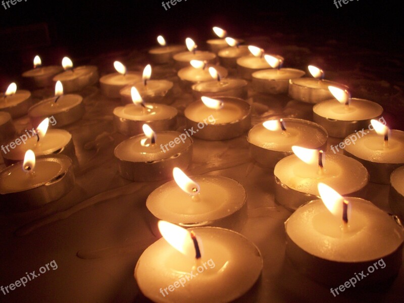 Candles Flame Wax Tea Lights Fire