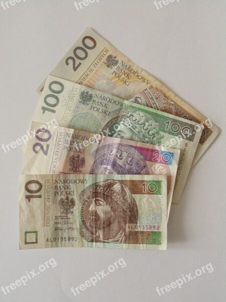 Banknotes Polish Money Currency Poland