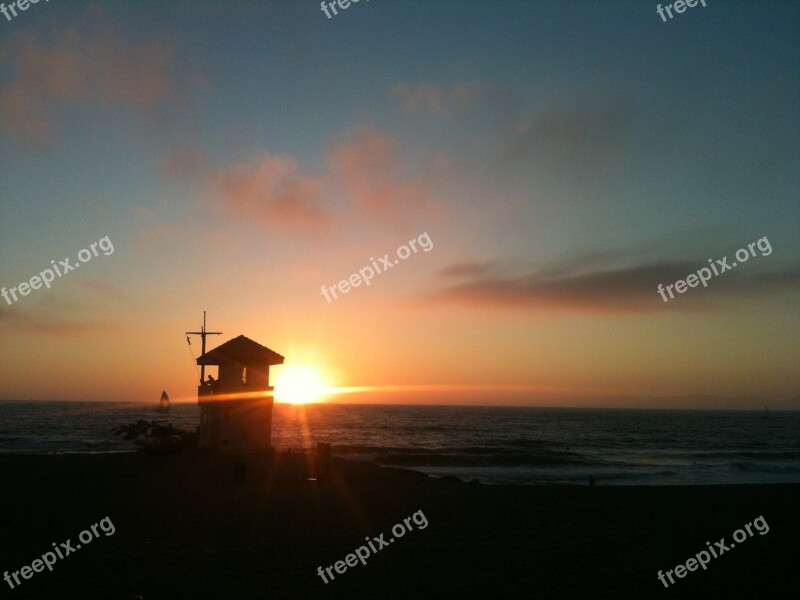 Lifeguard Coast Scenic Sunset Paradise