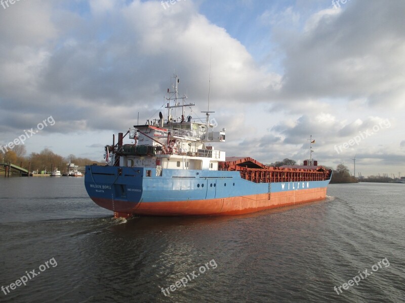 Port Ship Container Ship Elbe Hamburg