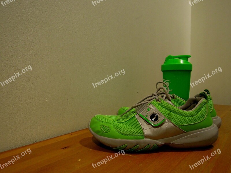 Sneakers Drink A Bottle Of Beverage Bottle Hall