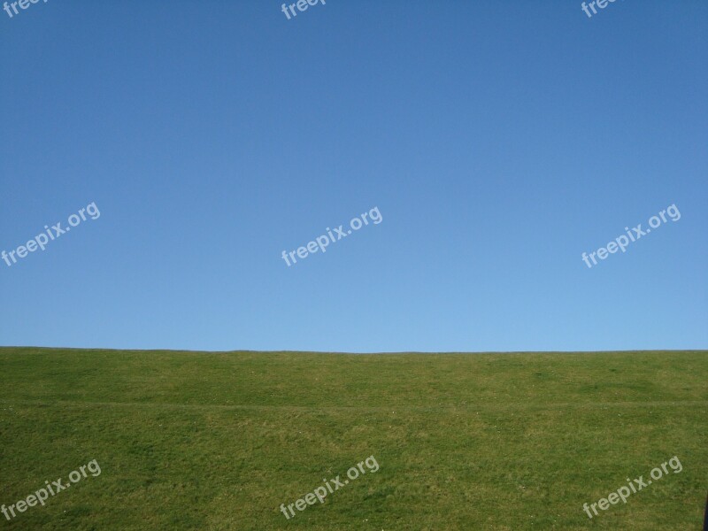 Dyke Air Emptiness Blue Sky Green Grass