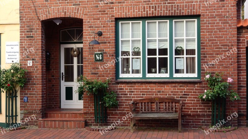 Brick House Window Door Bench Entrance