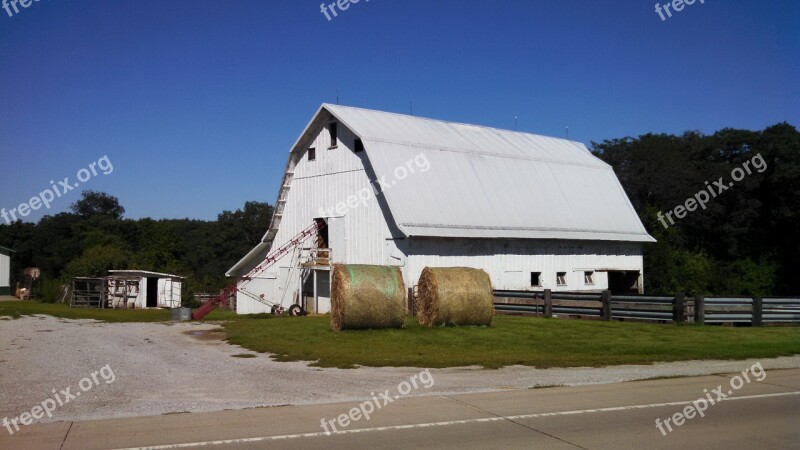 Iowa Barn White Blue Farm