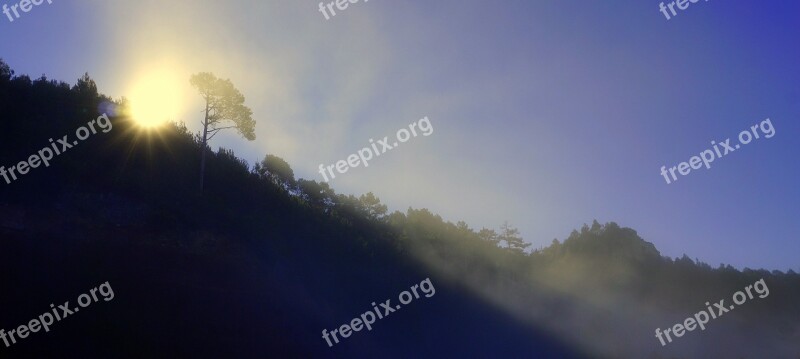 Fog Inversion Backlight Landscape Horizon