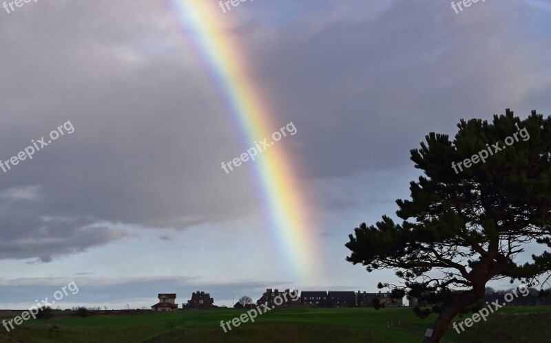 Rainbow Rain Nature Outdoor Weather