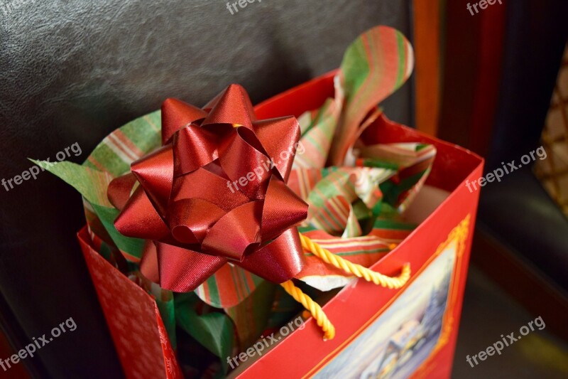 Gift Christmas Red Ribbon Bag