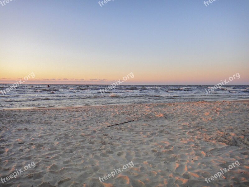 Sea Sunset Beach The Baltic Sea The Coast