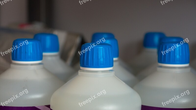 Bottles Cap Blue Liquid Container