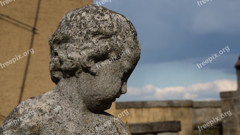 Statue Child Face Stone Profile