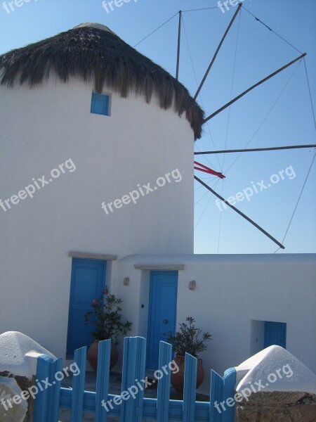 Greece Mill Blue Ile Cyclades