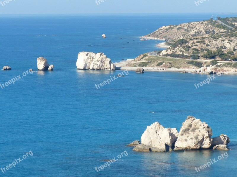 Cyprus Aphrodites Rock Sea Blue Coast