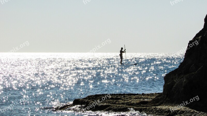 Paddling Sunlight Blue Sea Free Photos