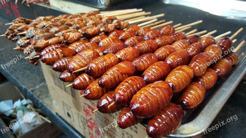 Larvae Chinese Food Natural Delicious Free Photos