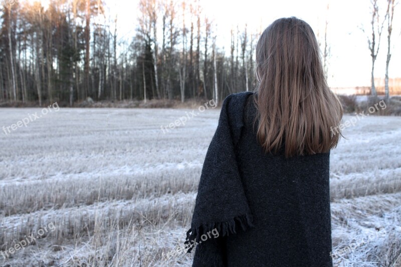 Girl Landscape Country Side Finnish Life Style