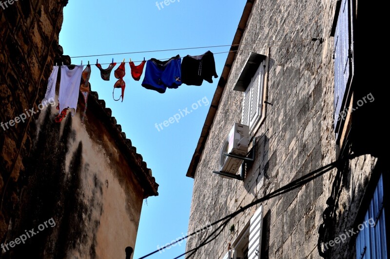 Dalmatian Way Of Drying Laundry Trogir Croatia Travel Old