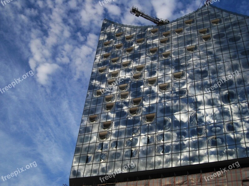 Elbphilharmonie Südansicht Major Project Clouds Reflected Hamburg Building