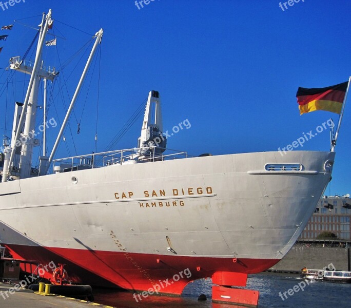 Cap San Diego Ship Rear Hamburg Museum Ship Hanseatic Maritime