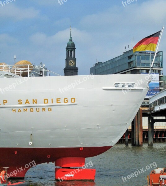 Cap San Diego Michel Ship Rear Hamburg Museum Ship Hanseatic