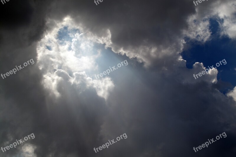 Clouds Sky Miracle Blue Radiating