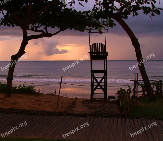 Bali Travel Beach Lifeguard Sunset