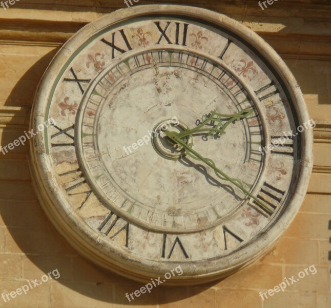 Clock Time Of Antique Old Malta