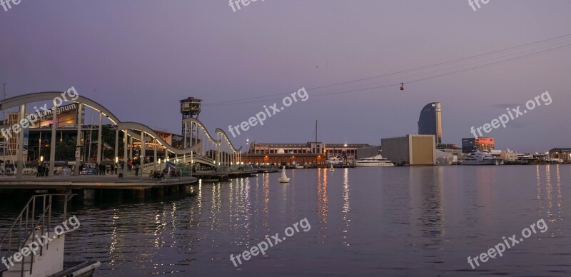 Barcelona Spain Water Front Europe Catalonia