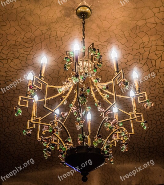 Gaudi House Chandelier Barcelona Spain Ceiling