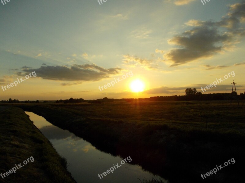 Sunset River Twilight Water Nature