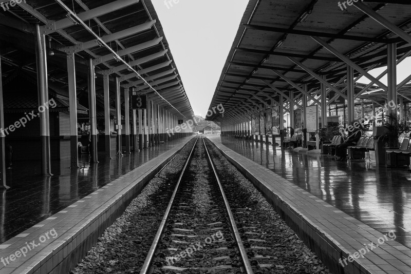 Railway Station Remove The Sight Line Black And White Free Photos