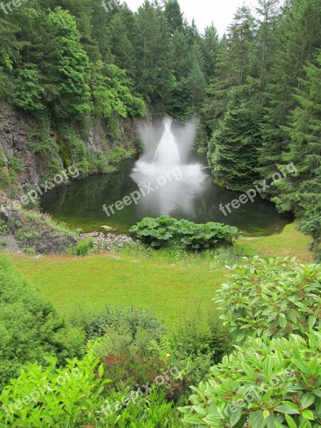 Waterfall In Butchart Gardens Victoria Bc Canada Free Photos