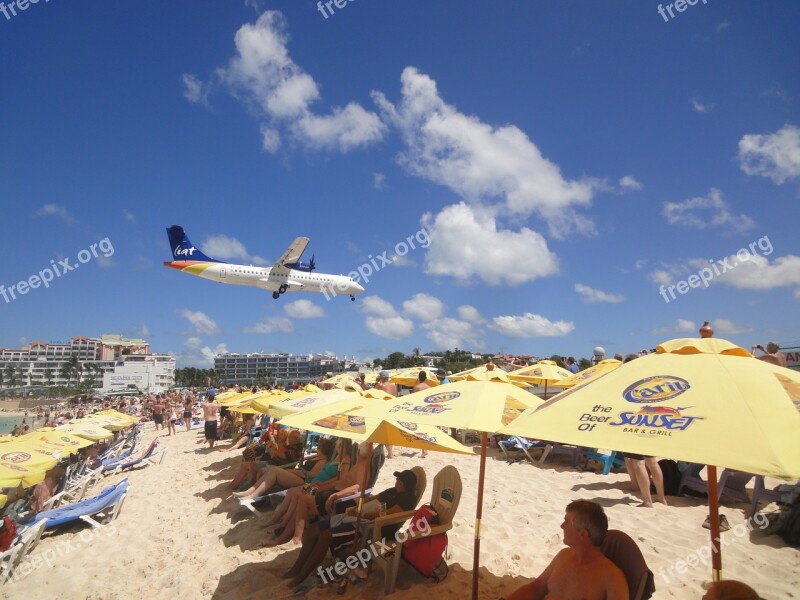 St Maarten Beach Landing Aircraft Free Photos