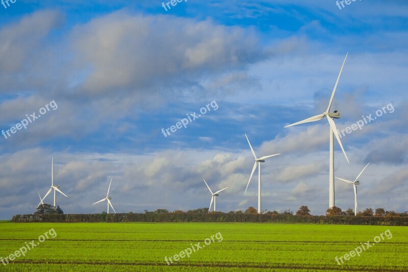 Wind Turbines Norfolk Power England Free Photos