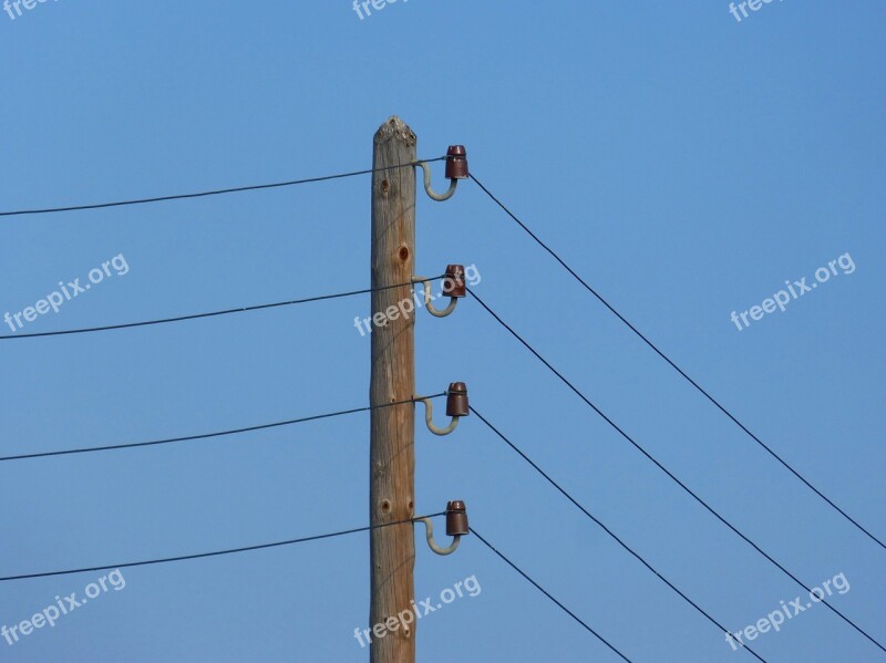 Electric Pole Power Line Insulators Old Free Photos