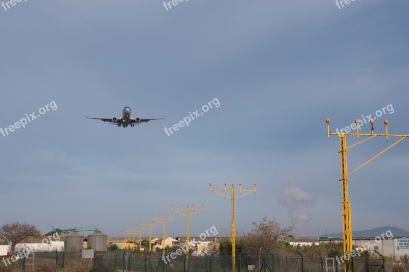 Landing Land Aircraft Sky Clouds