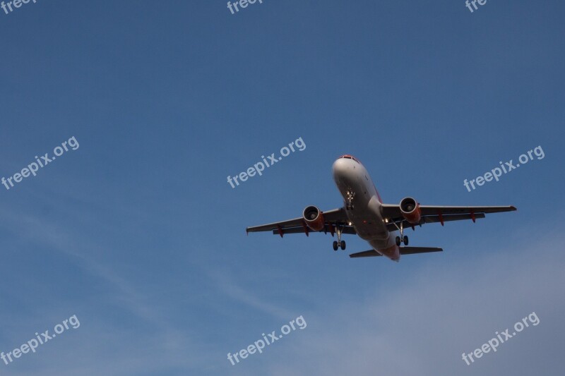 Landing Land Aircraft Sky Clouds