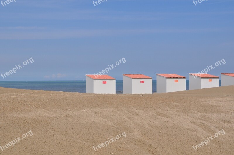 Beach Beach Cabins Sea Nieuwpoort Sandy Beach