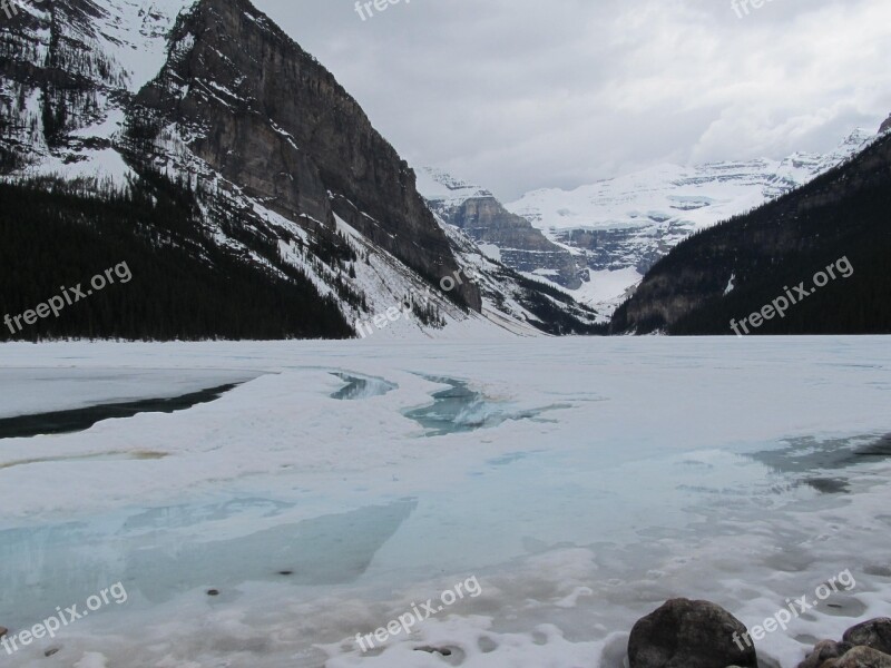 Lake Louise Frozen Alberta Snow Free Photos